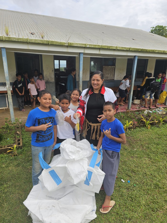 Collecting plastic bottles Taanga Primary